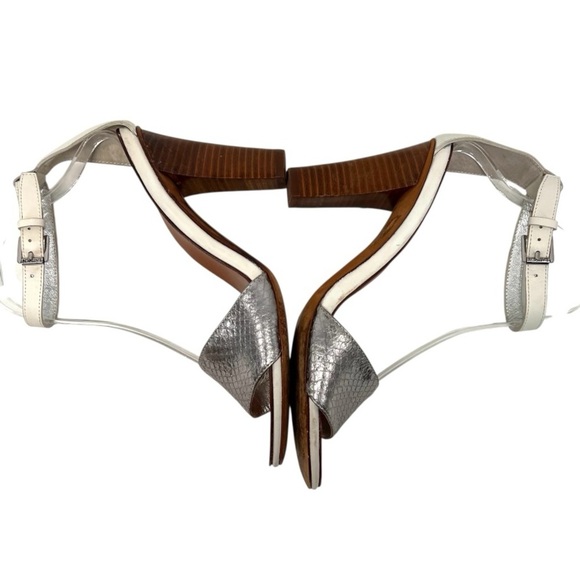 Lauren Ralph Lauren Leah Leather Snakeskin High Heel Pumps Sandals Women’s 7.5 - Picture 11 of 15